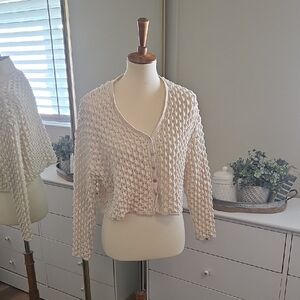 Zara Cream Textured Women's Cardigan